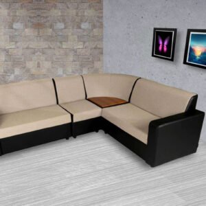 Kurl-on | Bullet-Corner Sofa | Leatherette + Fabric | L Shape Corner Sofa Kurl-on Hari Om Furnitures