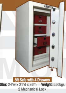 3ft Single Door Safe With 4 Drawer Armour Hari Om Furnitures