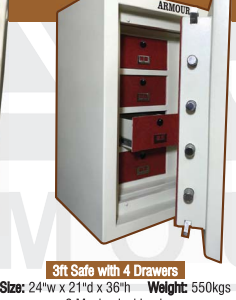 3ft Single Door Safe With 4 Drawer Armour Hari Om Furnitures