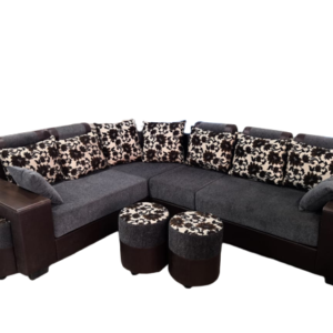 L Shape Sofa Set With 4 Puffy Hari Om Furnitures